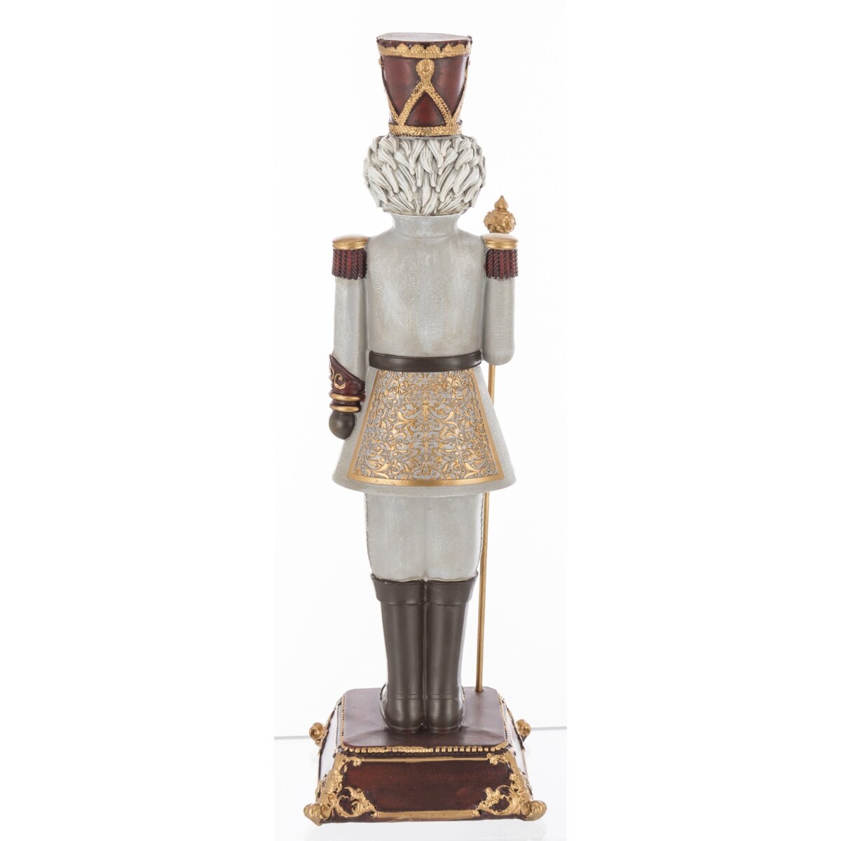 Figurka - Dziadek do Orzechów 42x13x13 cm beżowo-brązowy mundur, w ręku buława