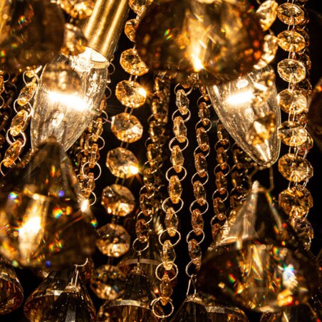 Kryształowa LAMPA sufitowa 5193/4 21QG Elem metalowa OPRAWA crystal glamour mosiądz bursztynowa