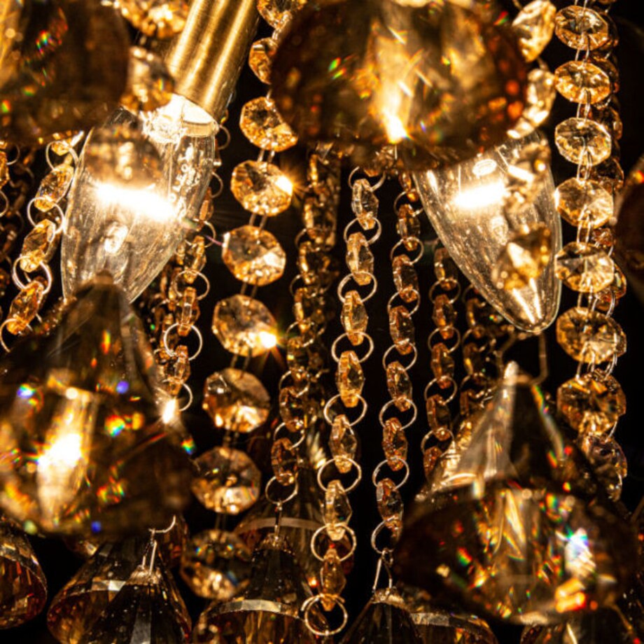 Kryształowa LAMPA sufitowa 5193/4 21QG Elem metalowa OPRAWA crystal glamour mosiądz bursztynowa