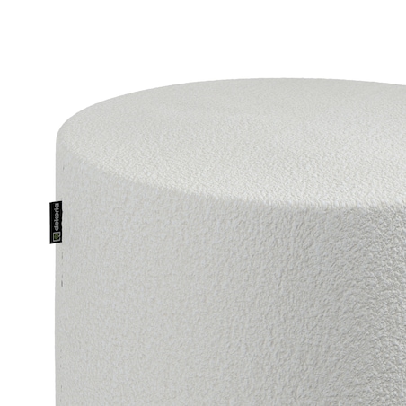 Puf Barrel, biała bukla, ø40, wys. 40 cm, Boucle Teddy