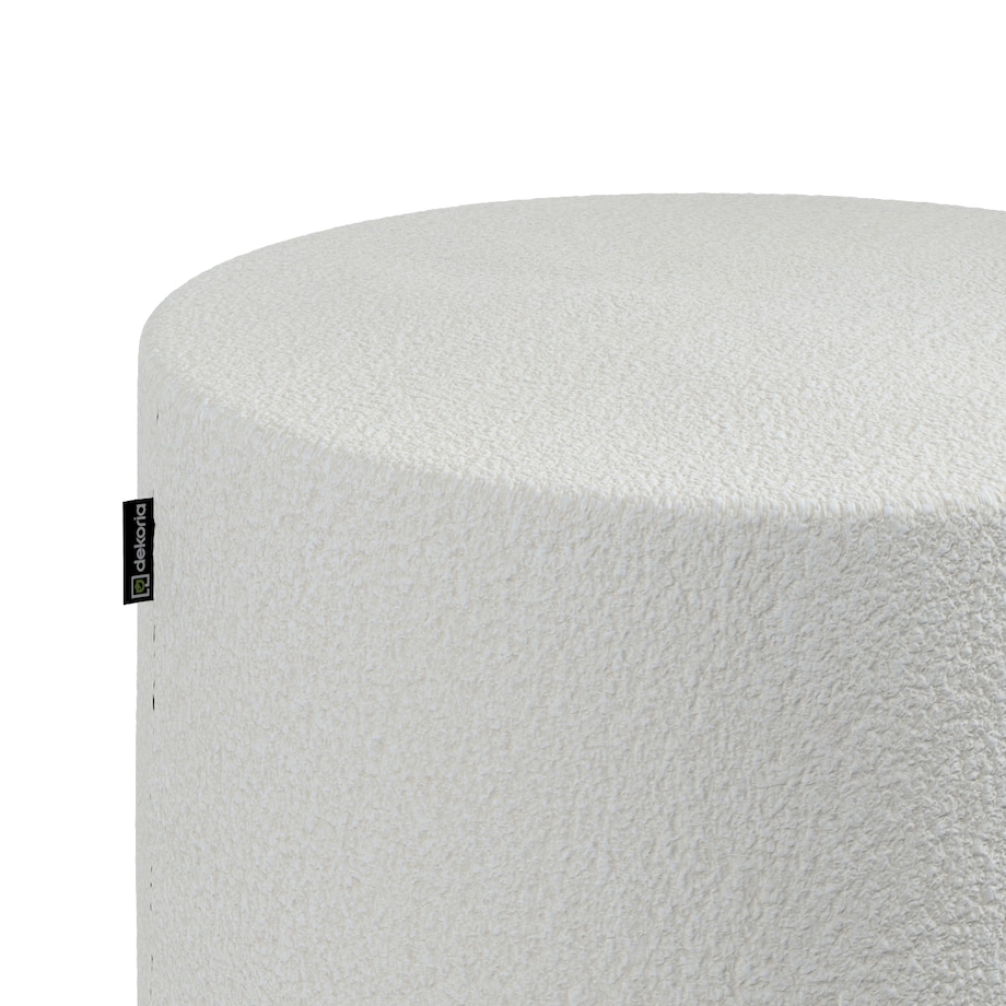 Puf Barrel, biała bukla, ø40, wys. 40 cm, Boucle Teddy