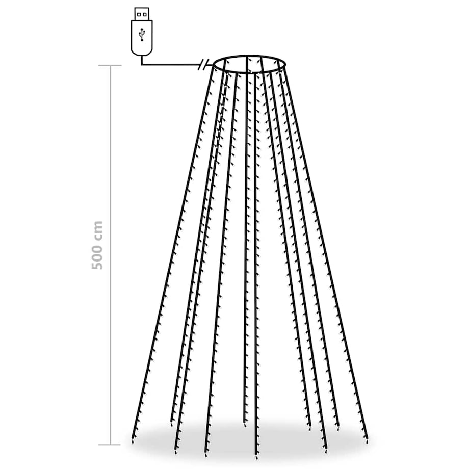 vidaXL Lampki na choinkę, 500 LED, zimne białe, 500 cm, wewn./zewn.