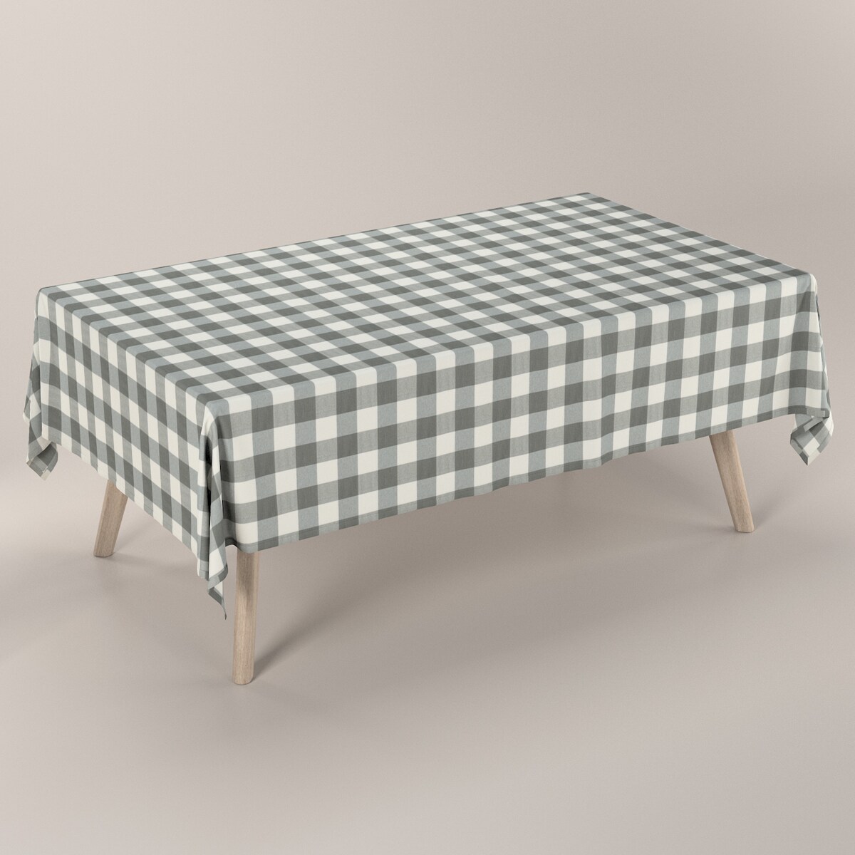 Obrus prostokątny 130 x 130 cm szaro-biała krata (5,5x5,5cm)