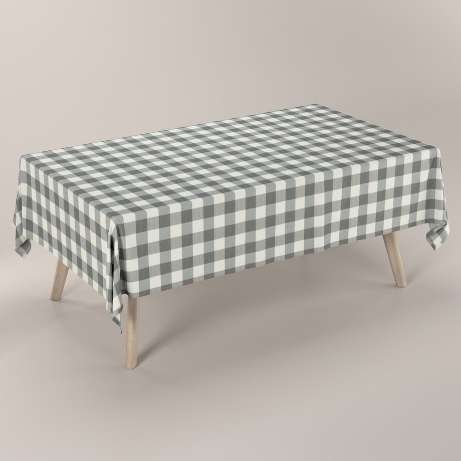 Obrus prostokątny 130 x 130 cm szaro-biała krata (5,5x5,5cm)