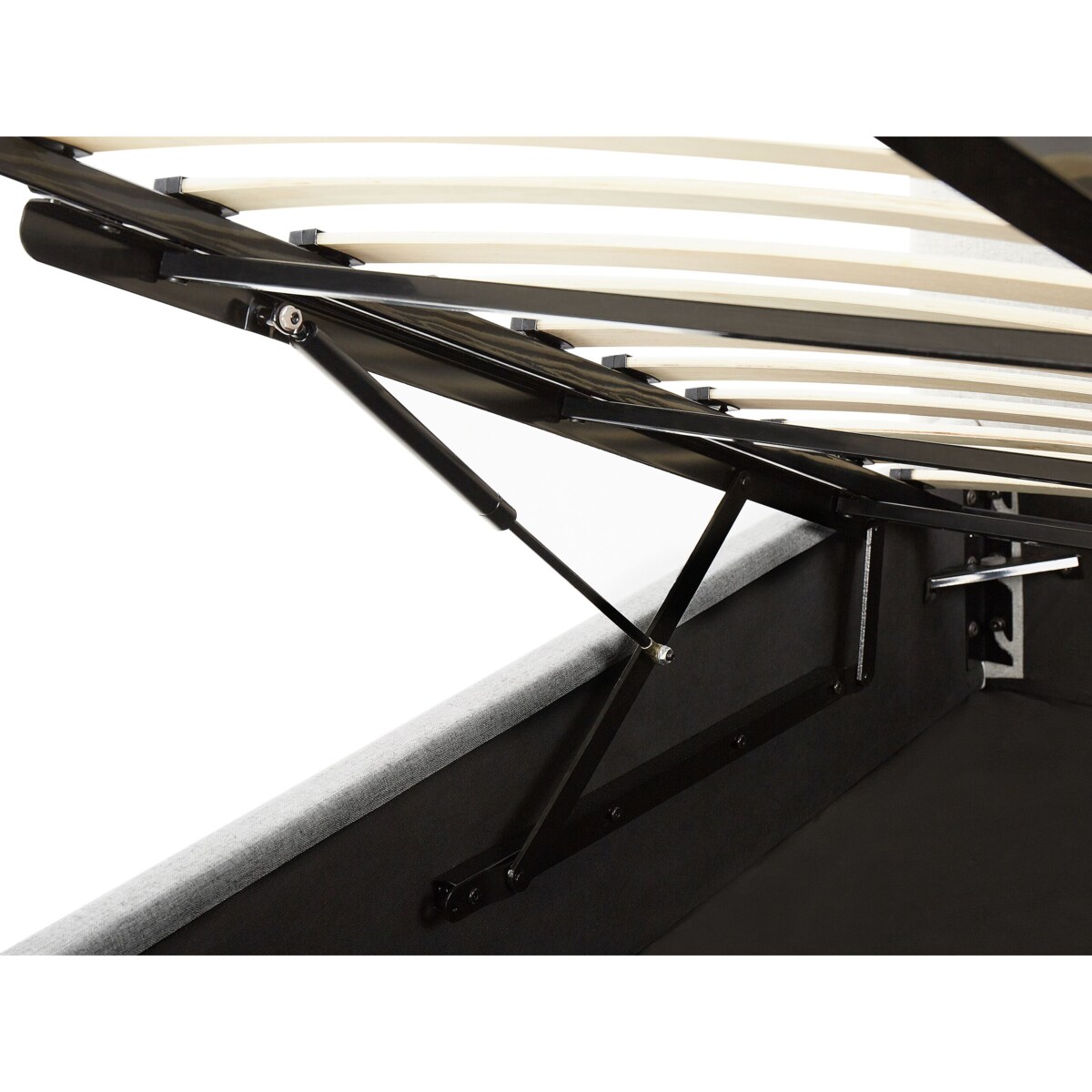 Łóżko z pojemnikiem tapicerowane 160 x 200 cm szare LORIENT