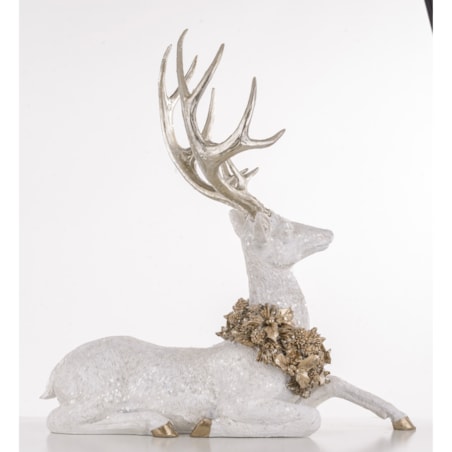 Figurka - jeleń leżący 53x50x29 cm SASEUM srebrny
