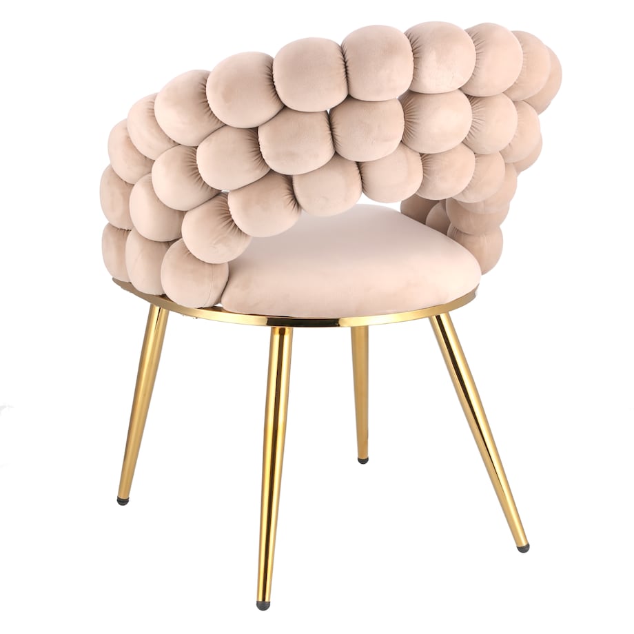 Krzesło tapicerowane welurowe BELLA beżowe
