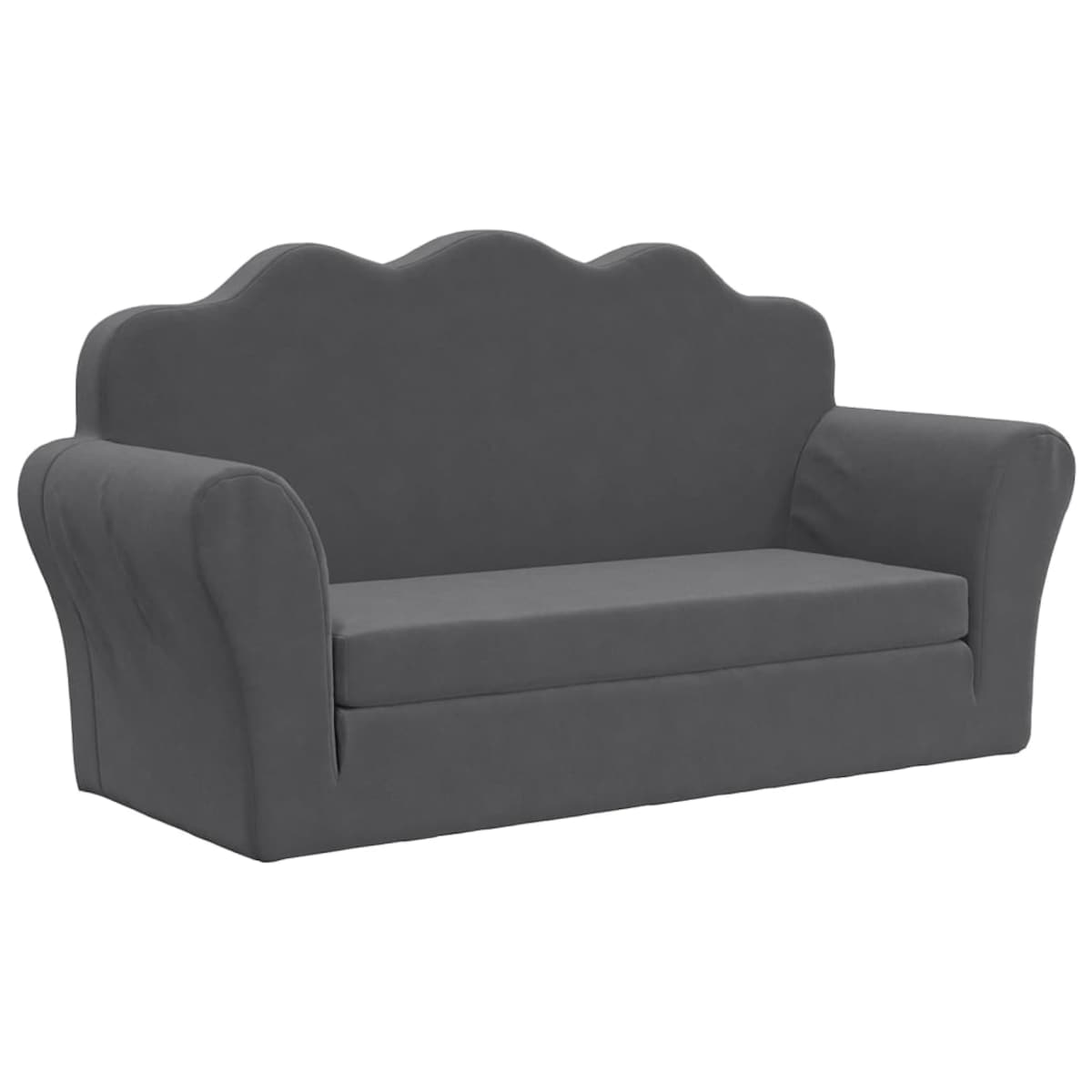 vidaXL 2-os. sofa dla dzieci, rozkładana, antracytowa, miękki plusz