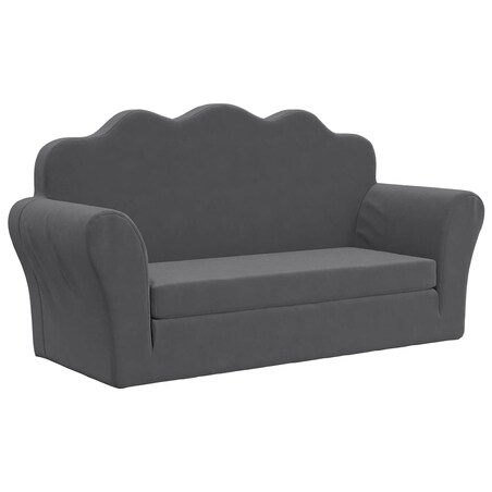 vidaXL 2-os. sofa dla dzieci, rozkładana, antracytowa, miękki plusz