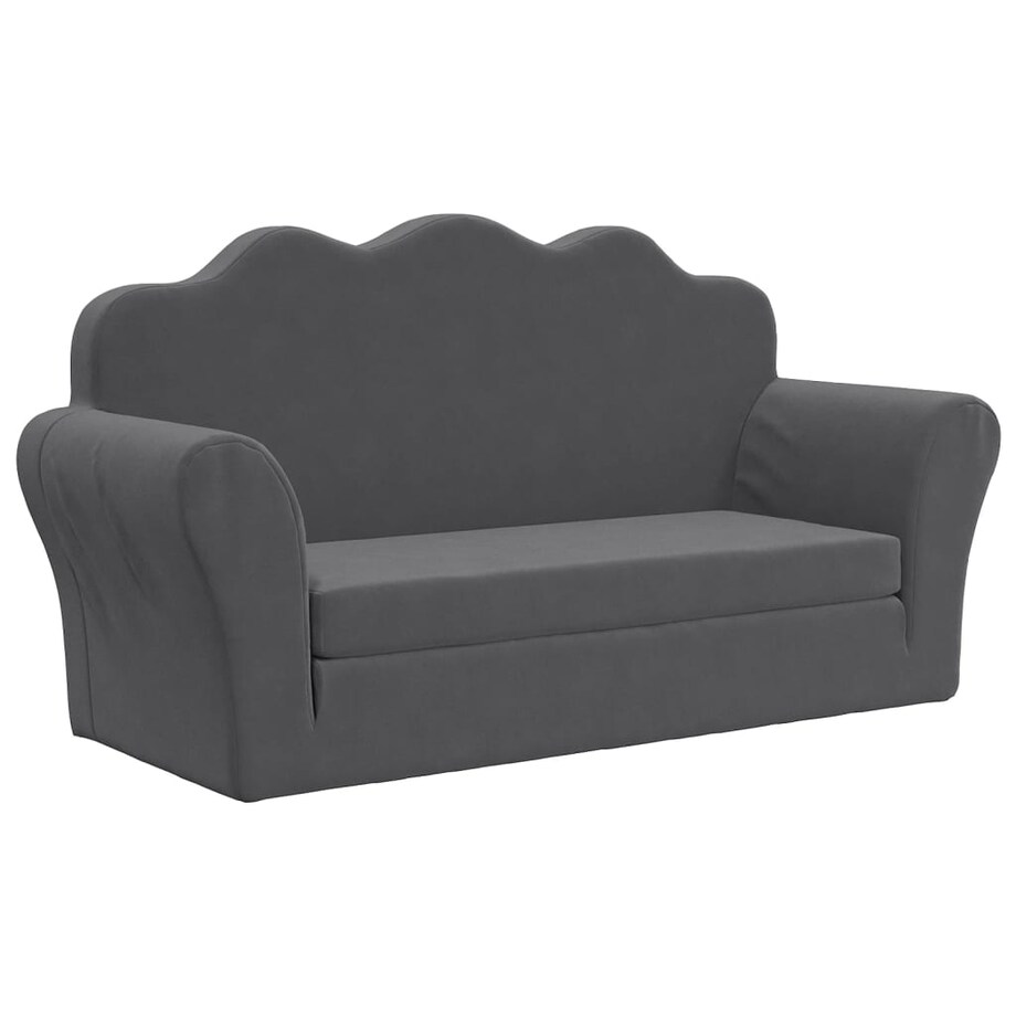vidaXL 2-os. sofa dla dzieci, rozkładana, antracytowa, miękki plusz