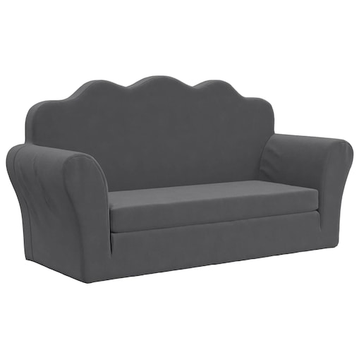 vidaXL 2-os. sofa dla dzieci, rozkładana, antracytowa, miękki plusz