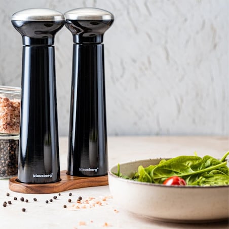 Zestaw młynków ręcznych do pieprzu soli przypraw Solniczka młynek czarny KLAUSBERG