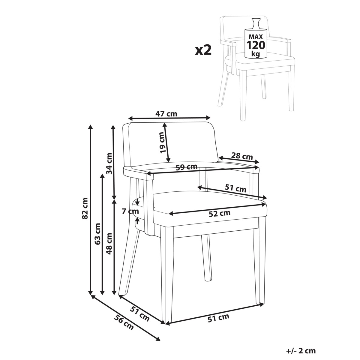Zestaw 2 krzeseł do jadalni DALBO Boucle Ciemny brąz/ zielony