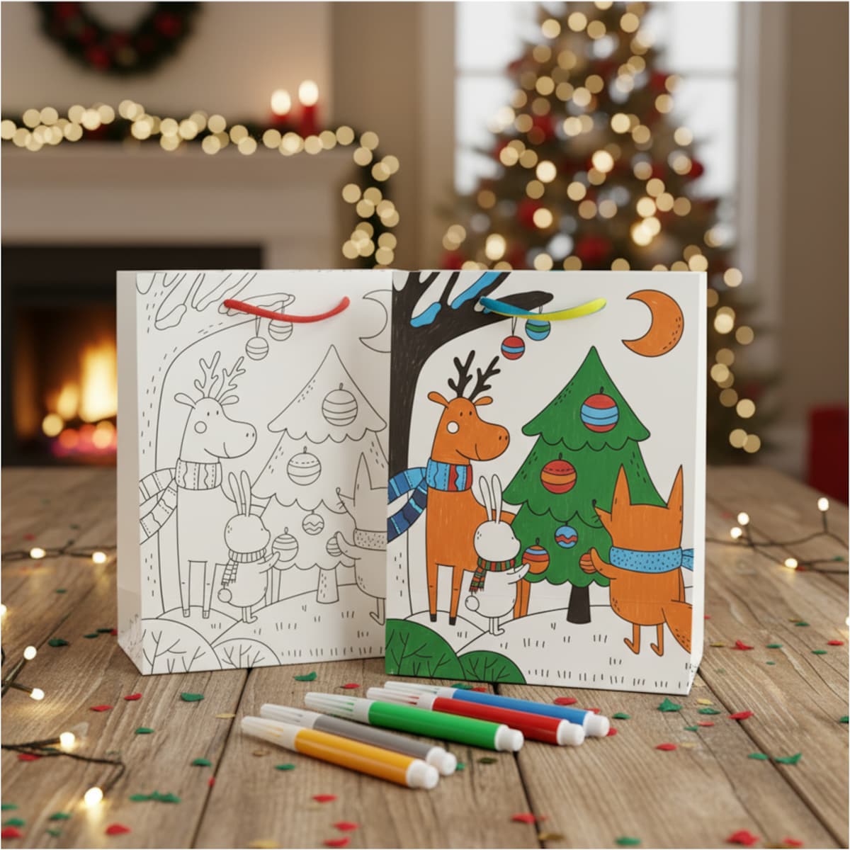 Torebka Prezentowa Na Prezent Do Kolorowania Dla Dzieci 23X18X10 Cm Ubieranie Choinki