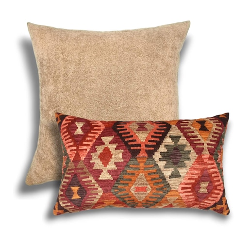 Beżowo czerwony zestaw poduszek dekoracyjnych Aztek Boho - Heaven