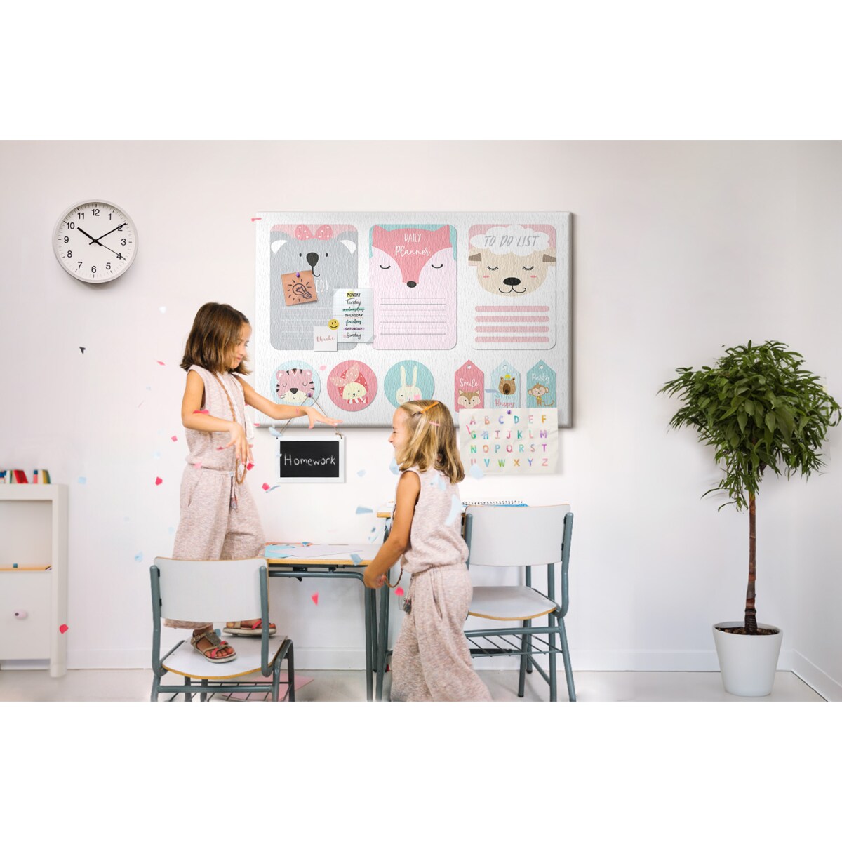 Tablica korkowa Zwierzątka 120x80cm - drewniane pinezki