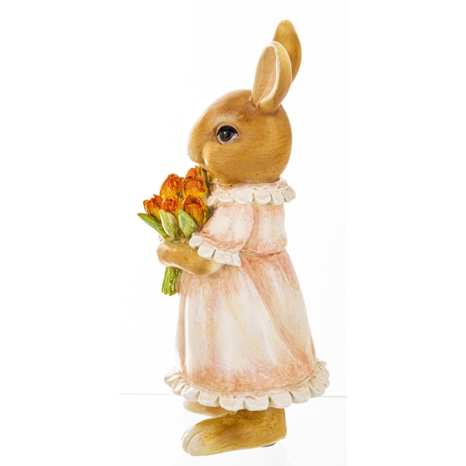 Dekoracja - króliczka z bukietem 19,5x9x9 cm GABI