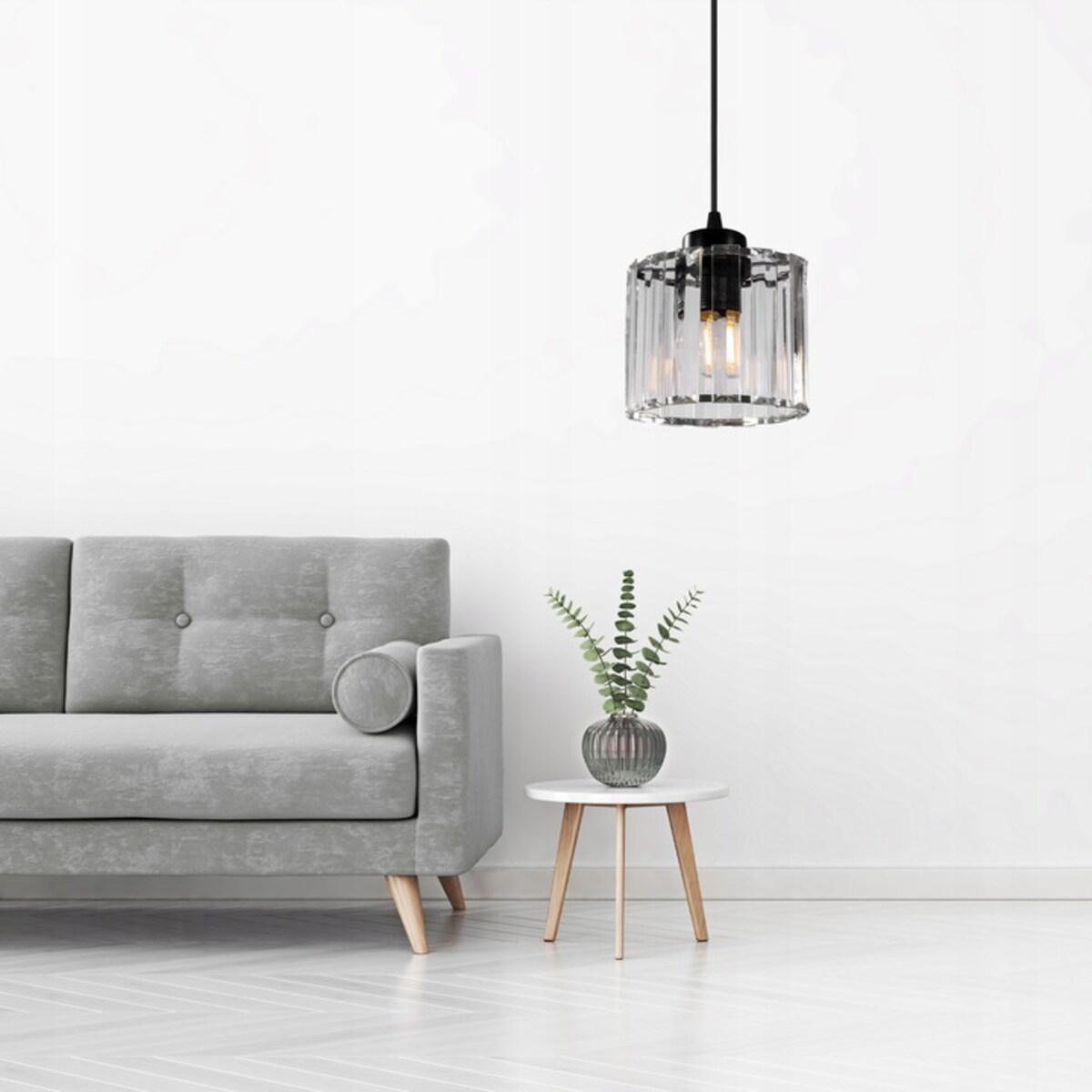 Lampa Sufitowa Wisząca Kryształ Czarna Glamour
