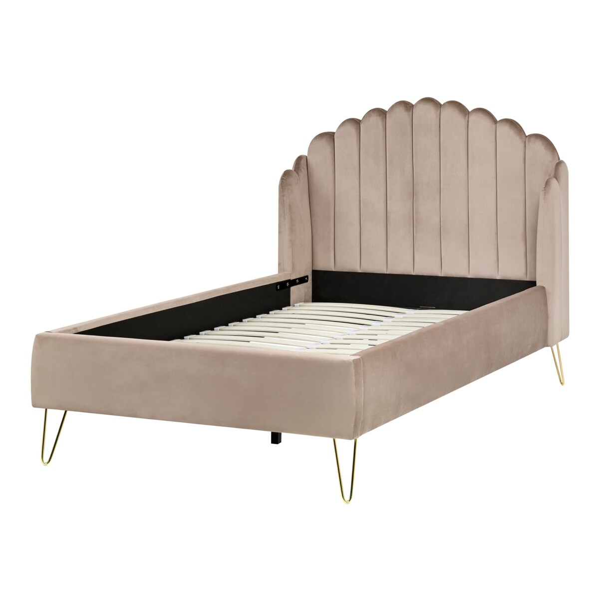 Łóżko Welur AMBILLOU 120 x 200 cm Beżowoszary