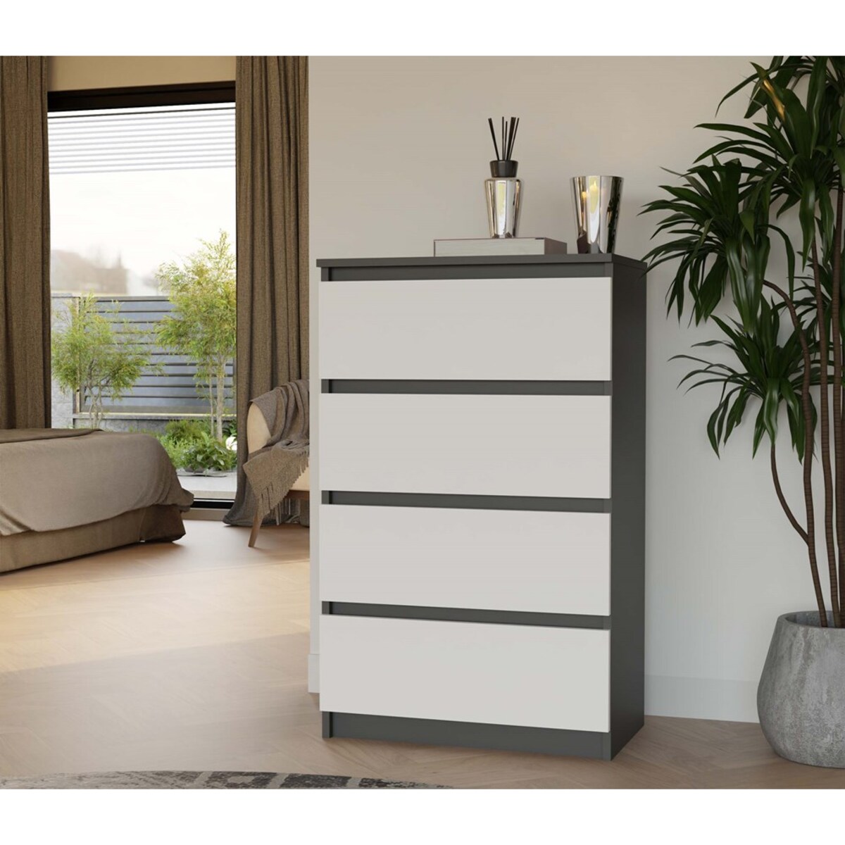 Komoda Malwa M4 ANTRACYT BIAŁY