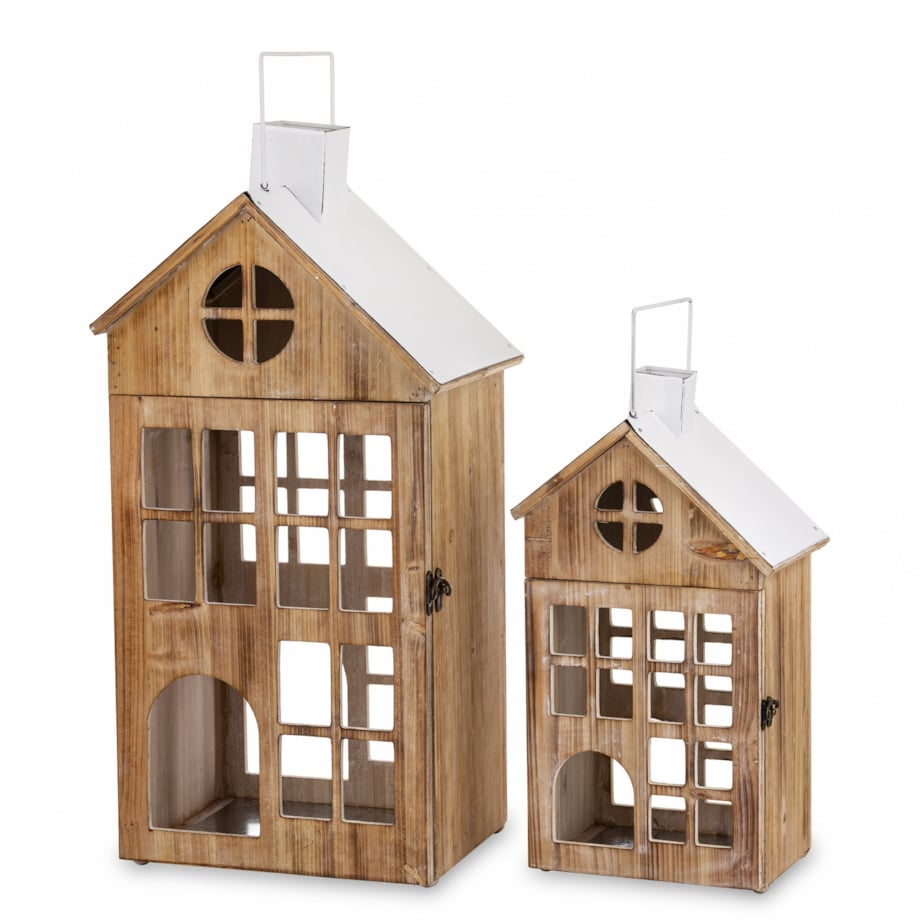 Lampion 2 szt. z białymi daszkami 73x33x26 cm HYRA