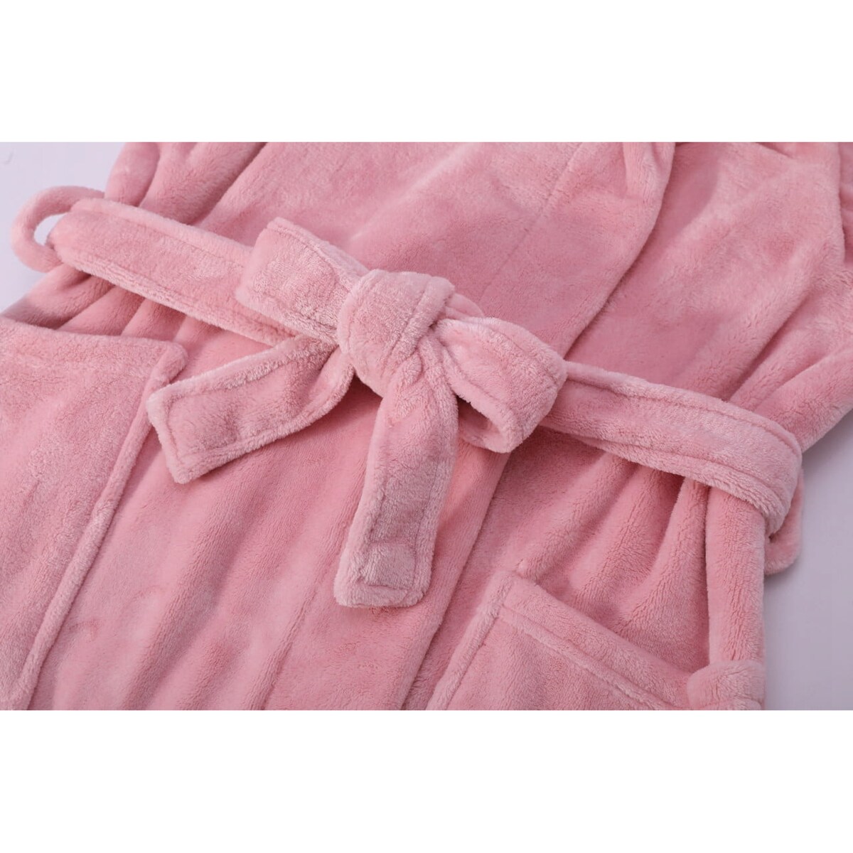 Gruby Szlafrok Damski Pluszowy Długi Ciepły miękki L/XL Puder z Wiązaniem