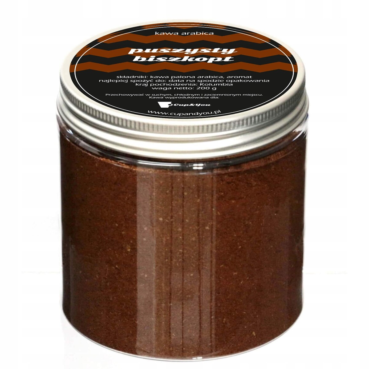 Kawa aromatyzowana świeżo MIELONA PUSZYSTY BISZKOPT ARABICA Cup&You 200g na prezent upominek dla kobiety mężczyzny faceta mamy taty żony męża