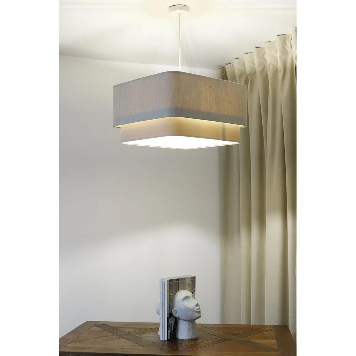 Lampa wisząca KWADRO DUO 002 51x47cm kremowa