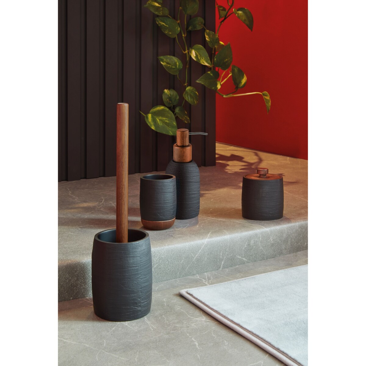 Kleine Wolke Harper Pojemnik na patyczki waciki lub drobne kosmetyki czarny matowy