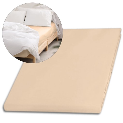 Prześcieradło satynowe bez gumki 160x220 kolor Jasny beż