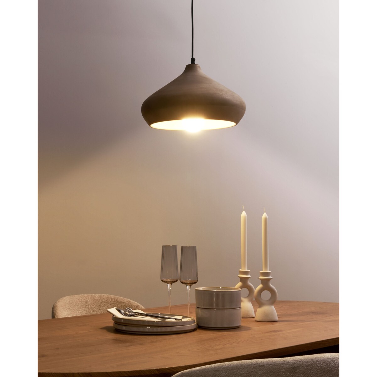 Lampa wisząca RAWI Drewno mango Jasnobrązowy