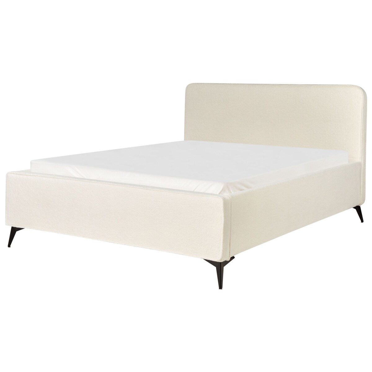 Łóżko Boucle VALOGNES 160 x 200 cm Jasnobeżowy