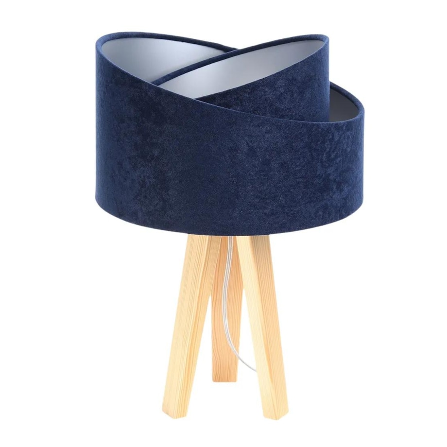 Lampa stołowa GEMSTONE granatowa/srebrna/sosna