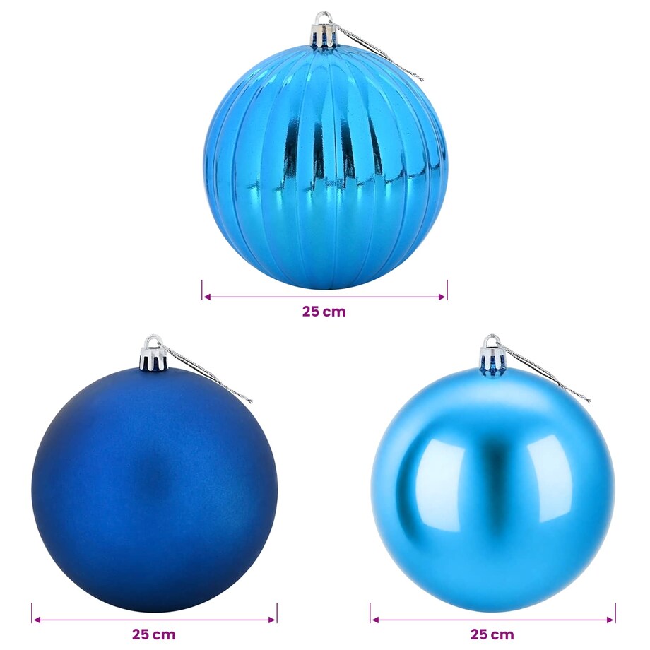 vidaXL Zestaw bombek choinkowych XXL 3 szt. niebieski Śr. 25 cm