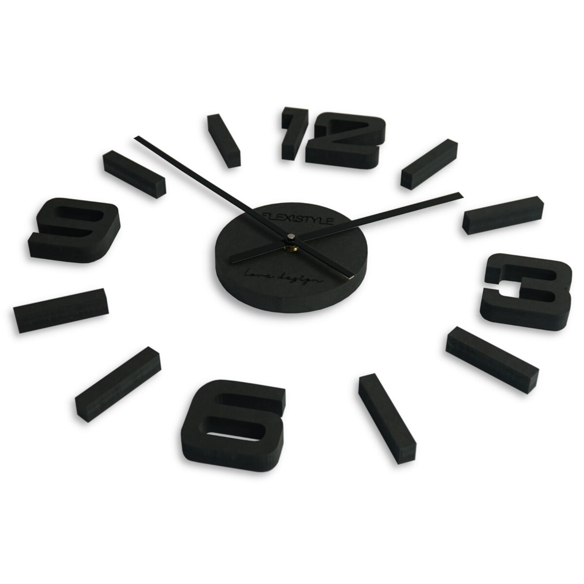 Naklejany zegar ścienny drewniany EKO 75cm