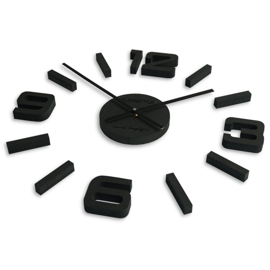 Naklejany zegar ścienny drewniany EKO 75cm