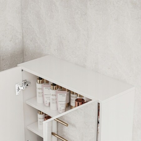 Szafka łazienkowa wisząca z lustrem nad umywalkę 2 drzwi biała nowoczesna