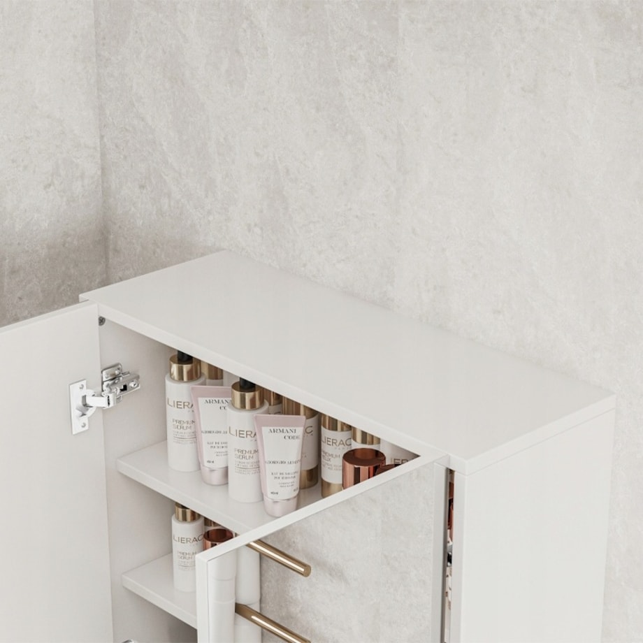 Szafka łazienkowa wisząca z lustrem nad umywalkę 2 drzwi biała nowoczesna