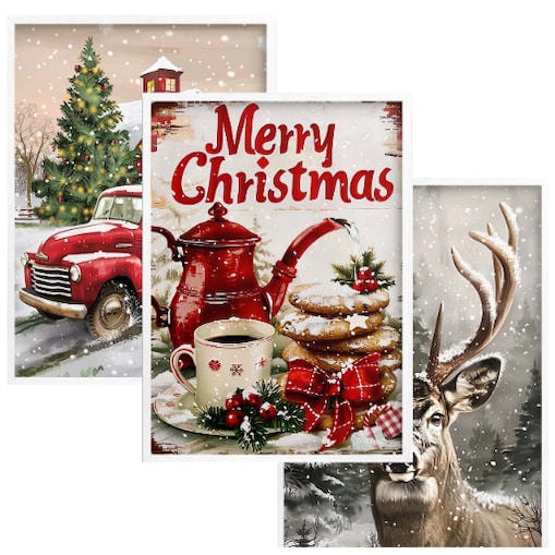 Obrazy Plakaty na ścianę do salonu Boże Narodzenie Święta Choinka Zima