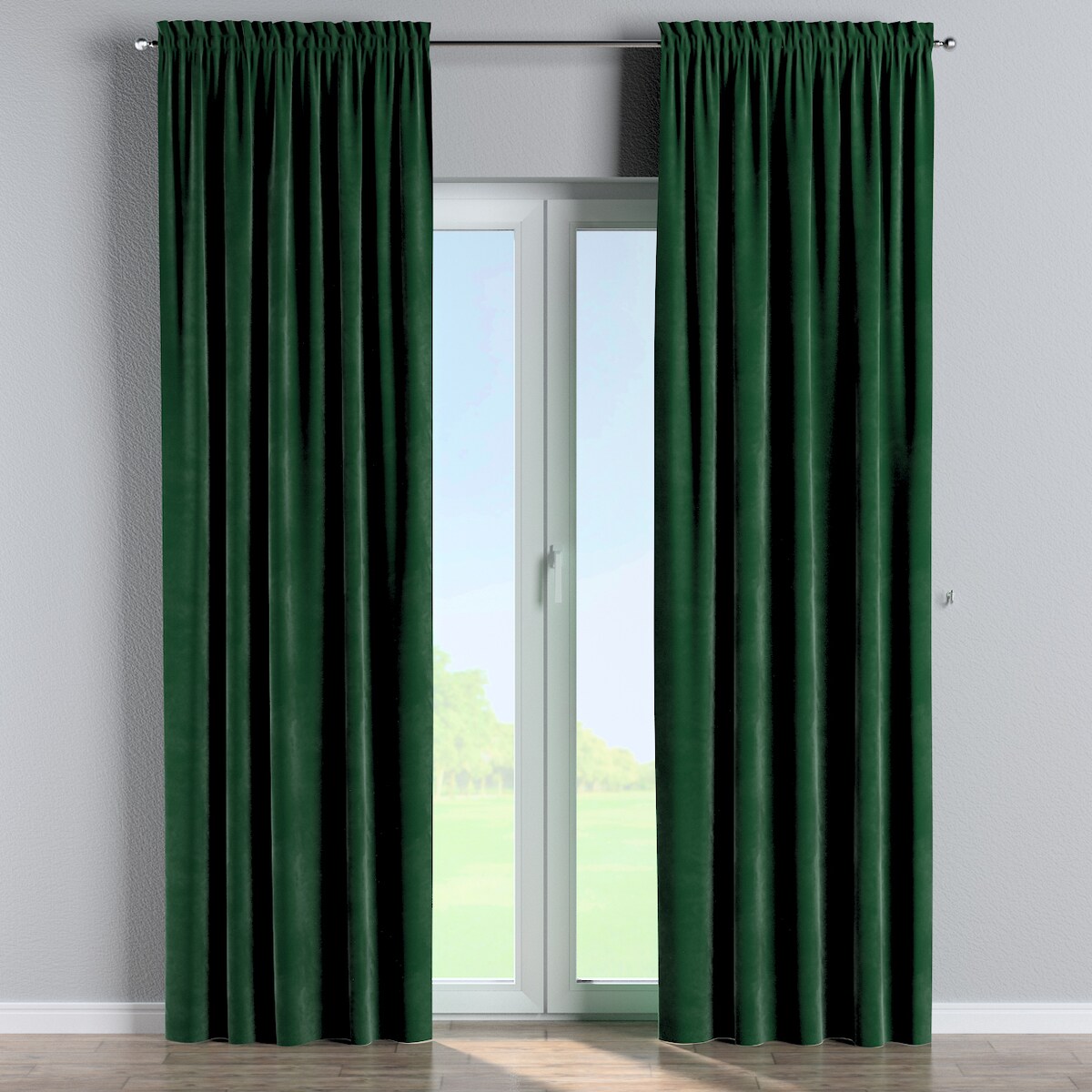 Zasłona na kanale z grzywką 1 szt. 130x245 butelkowa zieleń