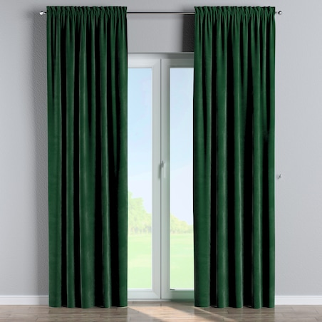 Zasłona na kanale z grzywką 1 szt. 130x245 butelkowa zieleń