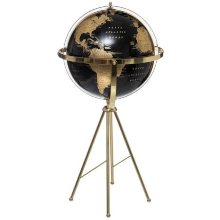 Globus czarno-złoty na trójnogu 60 cm