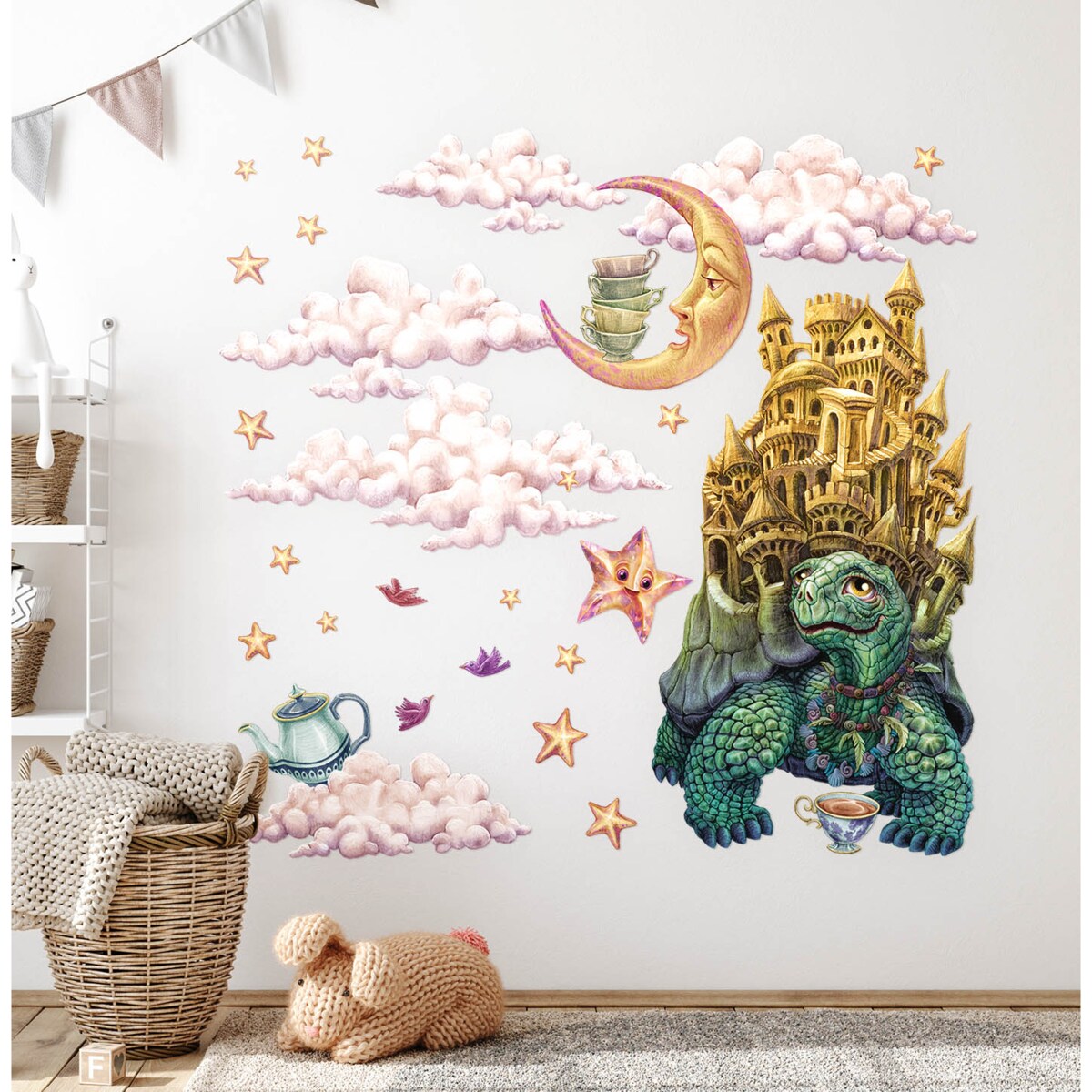 Zestaw naklejek na ścianę, Zwierzęta z bajki - żółw, 100cm
