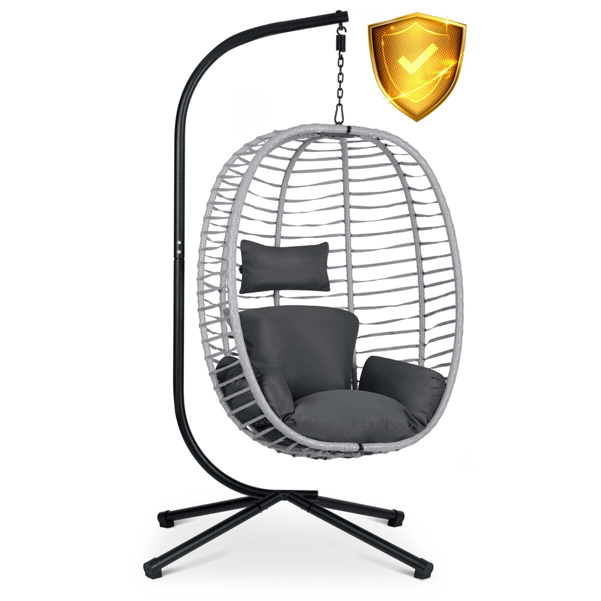 Fotel ogrodowy wiszący huśtawka kosz składany Sofotel Toskana szary