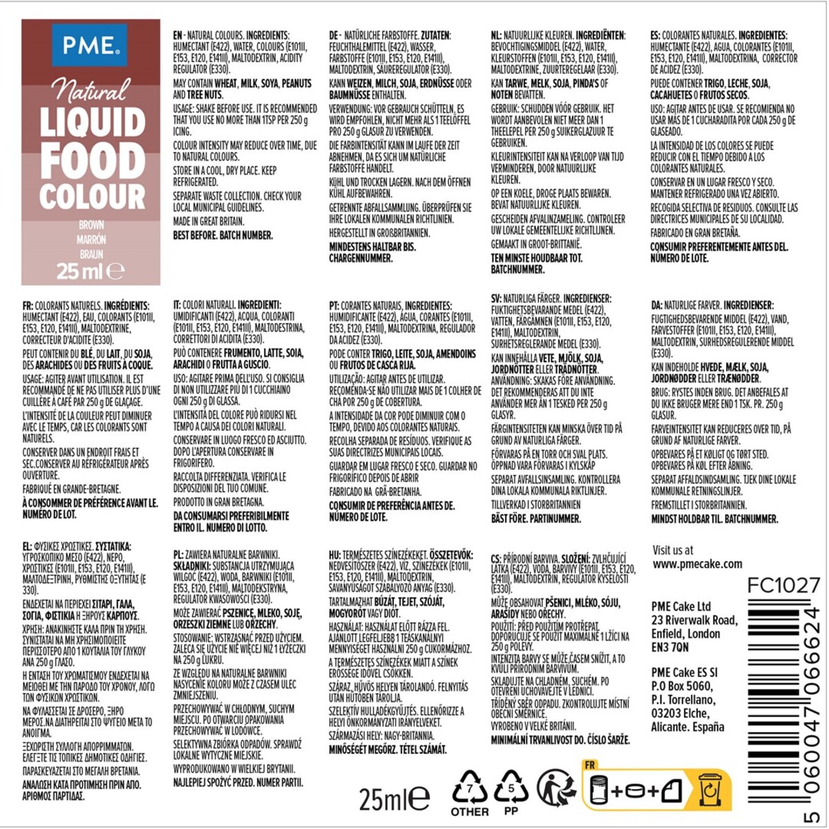 PME Naturalny barwnik spożywczy w płynie 25 ml brązowy