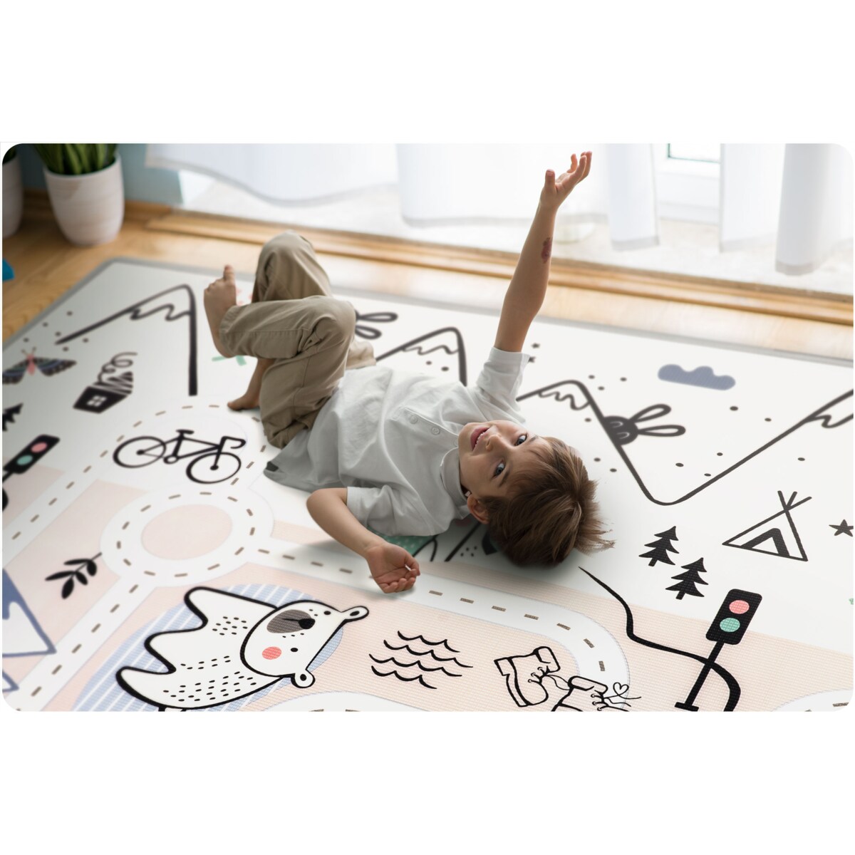 Mata piankowa edukacyjna dwustronna zwijana duża 180x150cm Nukido