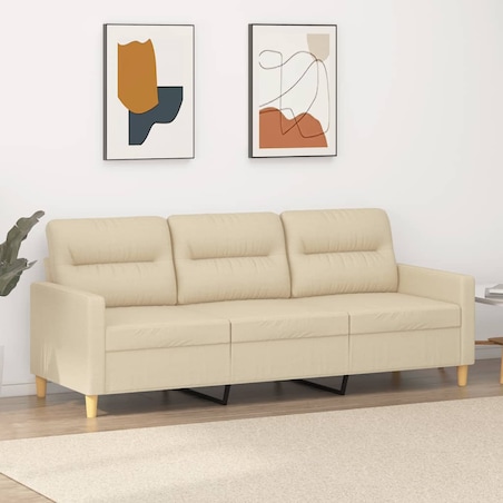 vidaXL 3-osobowa sofa, kremowa, 180 cm, tapicerowana tkaniną