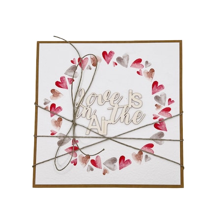 Wyjątkowa ręcznie robiona kartka prezent na walentynki, walentynkowa - walentynka z sercem Love is in the air