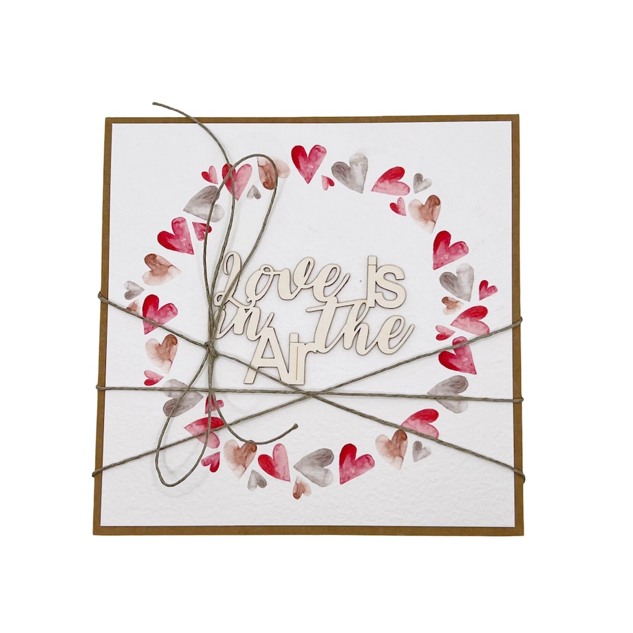Wyjątkowa ręcznie robiona kartka prezent na walentynki, walentynkowa - walentynka z sercem Love is in the air