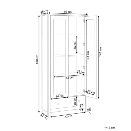Witryna ze szklaną gablotą czarna NORNALUP
